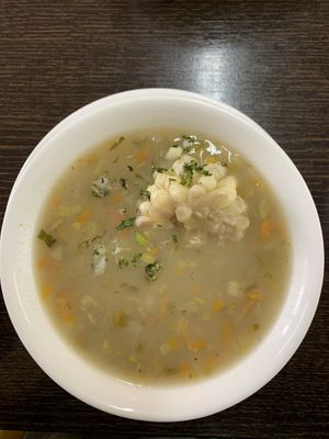 vegetable soup with corn - soap de verduras con choclo at Raices in Quito