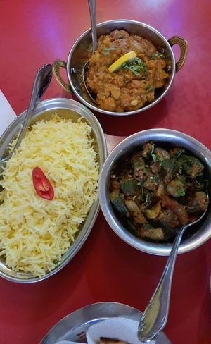 saffron rice and two vegan curries at Otsal - 옷살 in Seoul