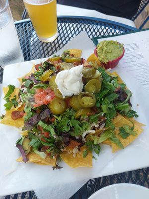 Nachos with soy chicken at Spotted Dog Restaurant and Bar in Carrboro