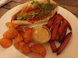 Vegan cheesesteak at Food4Thought in Chiang Mai