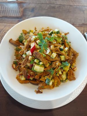 Mushroom meat ceviche at Food4Thought in Chiang Mai