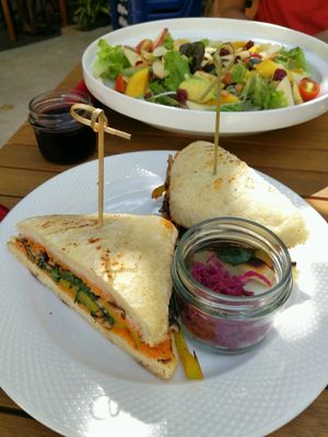 mushroom and Kale sandwich  at Food4Thought in Chiang Mai