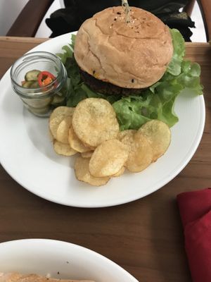 Mushroom burger  at Food4Thought in Chiang Mai
