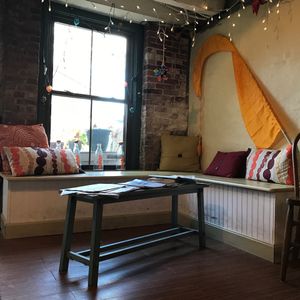 Lounge nook at Suecakes in Belfast