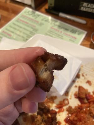 Inner shot of the chicharron - look at that texture!  at VSpot in Brooklyn