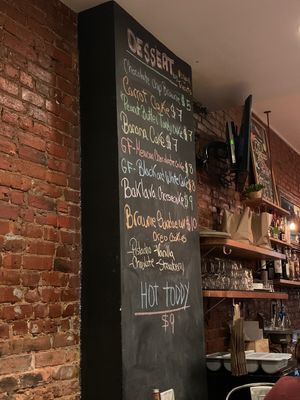 Dessert menu at VSpot in Brooklyn
