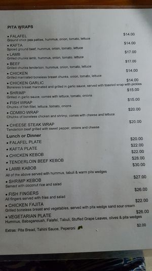 Menu on 11/18/18 at Ana's Genies in Caye Caulker