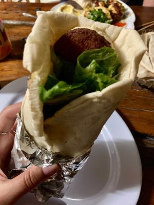 Falafel and hummus wrap at Ana's Genies in Caye Caulker