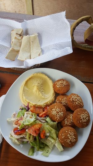Falafel Plate at Ana's Genies in Caye Caulker