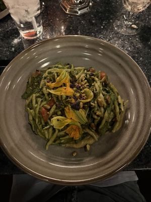 Vegan Fava Bean Pesto Pasta with Squash Blossoms 10/10  at Disneyland - Blue Bayou in Anaheim