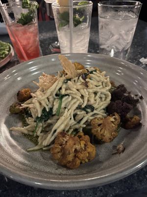 Vegan pesto lemon pasta with pistachios and cauliflower   at Disneyland - Blue Bayou in Anaheim