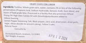 Chip ingredients  at Disneyland - Rancho del Zocalo in Anaheim