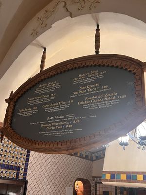 Menu  at Disneyland - Rancho del Zocalo in Anaheim