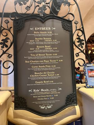 Fist menu they show youu  at Disneyland - Rancho del Zocalo in Anaheim
