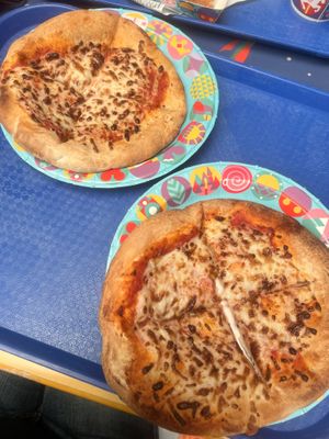 personal sized pizzas  at Disneyland - Alien Pizza Planet in Anaheim