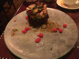 Beautiful vegetable tower at Disneyland - Carthay Circle in Anaheim