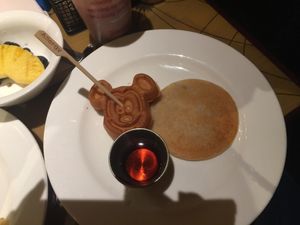Ask the chef upon arrival for vegan pancakes and mickey shaped. They are not on the buffet so they are custom-made to order. at Disneyland - Storytellers Cafe in Anaheim