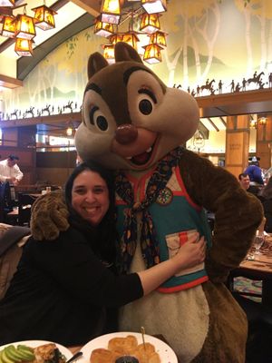 Chip or Dale. They were both there.  at Disneyland - Storytellers Cafe in Anaheim