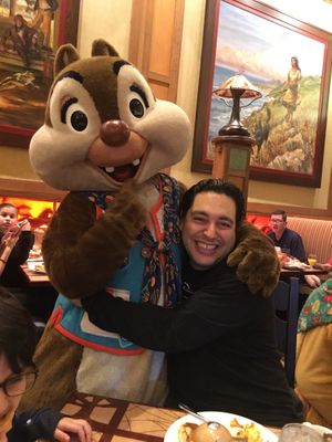 Chip or Dale. They were both there.  at Disneyland - Storytellers Cafe in Anaheim
