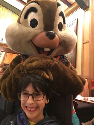 Chip or Dale. They were both there.  at Disneyland - Storytellers Cafe in Anaheim