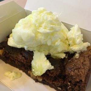 brownie ice-cream... handmade brownie , fresh from oven... mouth-watering! at Blue Bistro SG Cafe in Central Singapore