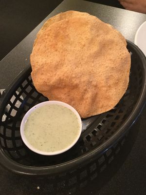 Complimentary pappaddums  at Curry Garden in Bendigo