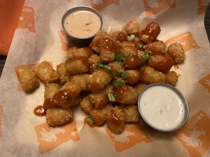 Spicy tots with avocado ranch and chipotle aioli  at Venti's Cafe and Taphouse in Salem