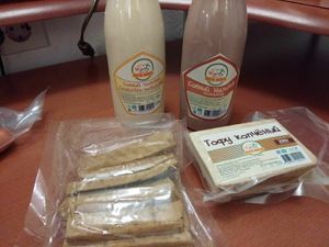 Choco soyamilk. Smoked tofu. at Vegeterinburg - Rita Nouva in Yekaterinburg