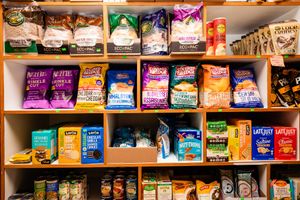 Cereals, chips, cookies, crackers, canned goods, pasta at Steep Hill Food Co-op in Saskatoon
