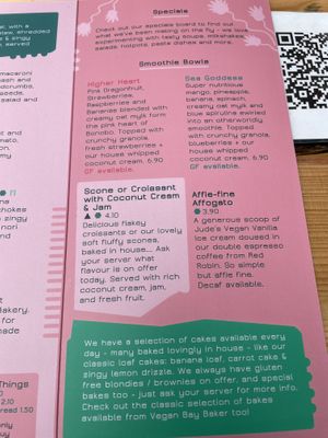 Menu at Bonobo Cafe in Aberdeen