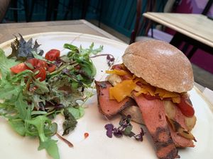 Breakfast bap at Bonobo Cafe in Aberdeen