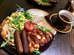 Full Scottish breakfast  at Bonobo Cafe in Aberdeen