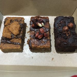 Biscoff Blondie, Peanut Blondie and Chocolate Brownie  at Bonobo Cafe in Aberdeen