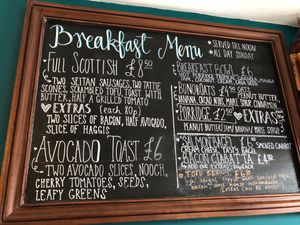 Breakfast menu til noon. at Bonobo Cafe in Aberdeen