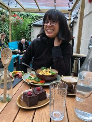 Marie and Vegan Food. at Bonobo Cafe in Aberdeen