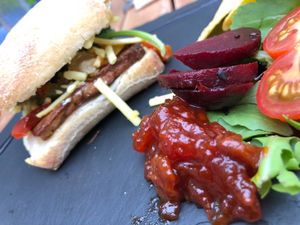 mmmm vegan ciabiatta sandwich. at Bonobo Cafe in Aberdeen