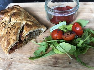 Haggis and sausage roll.  at Bonobo Cafe in Aberdeen