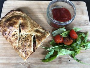 Haggis and sausage roll. at Bonobo Cafe in Aberdeen