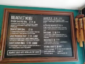 Breakfast menu at Bonobo Cafe in Aberdeen