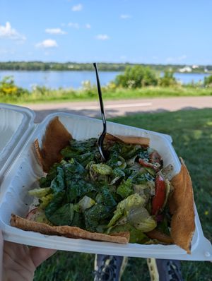 Fatoush by the river at Cinnamon Cafe in Fredericton