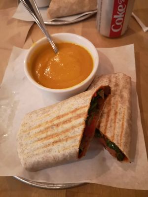 The Abbey Panini with soup of the day at Abbey Cafe and Gallery in Fredericton