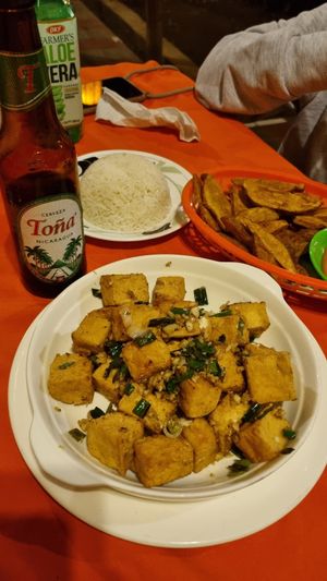 Fried tofu at Año Nuevo in Granada