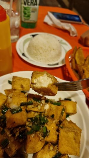 Fried tofu at Año Nuevo in Granada