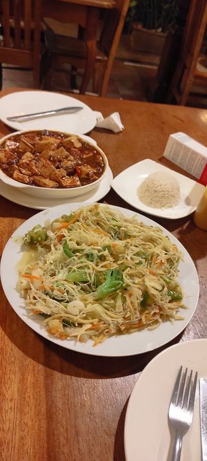 Spicy tofu and veggies with a bit of noodles. at Año Nuevo in Granada