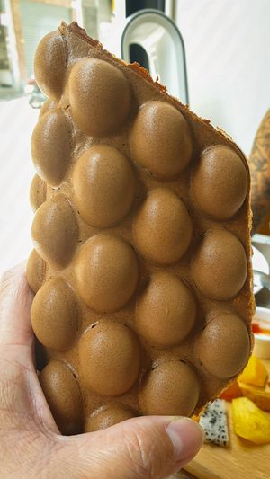 Vegan egg waffles!!! Life is complete. at LN Fortunate Coffee in Hong Kong Island