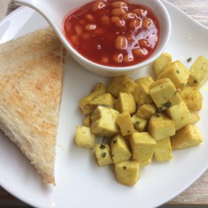 toast beans n tofu at LN Fortunate Coffee in Hong Kong Island