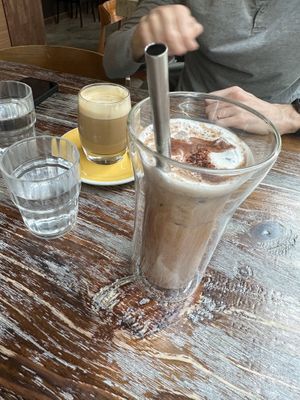 Flat white & iced cinnamon chocolate   at LN Fortunate Coffee in Hong Kong Island