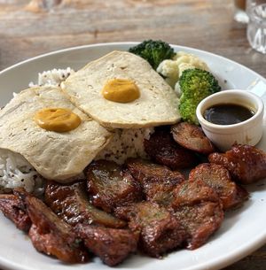 Egg and char siu “pork”   at LN Fortunate Coffee in Hong Kong Island