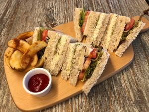 Club sandwiches at LN Fortunate Coffee in Hong Kong Island