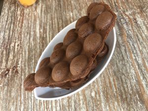 Vegan Hong Kong style eggwaffles (chocolate flavor) at LN Fortunate Coffee in Hong Kong Island